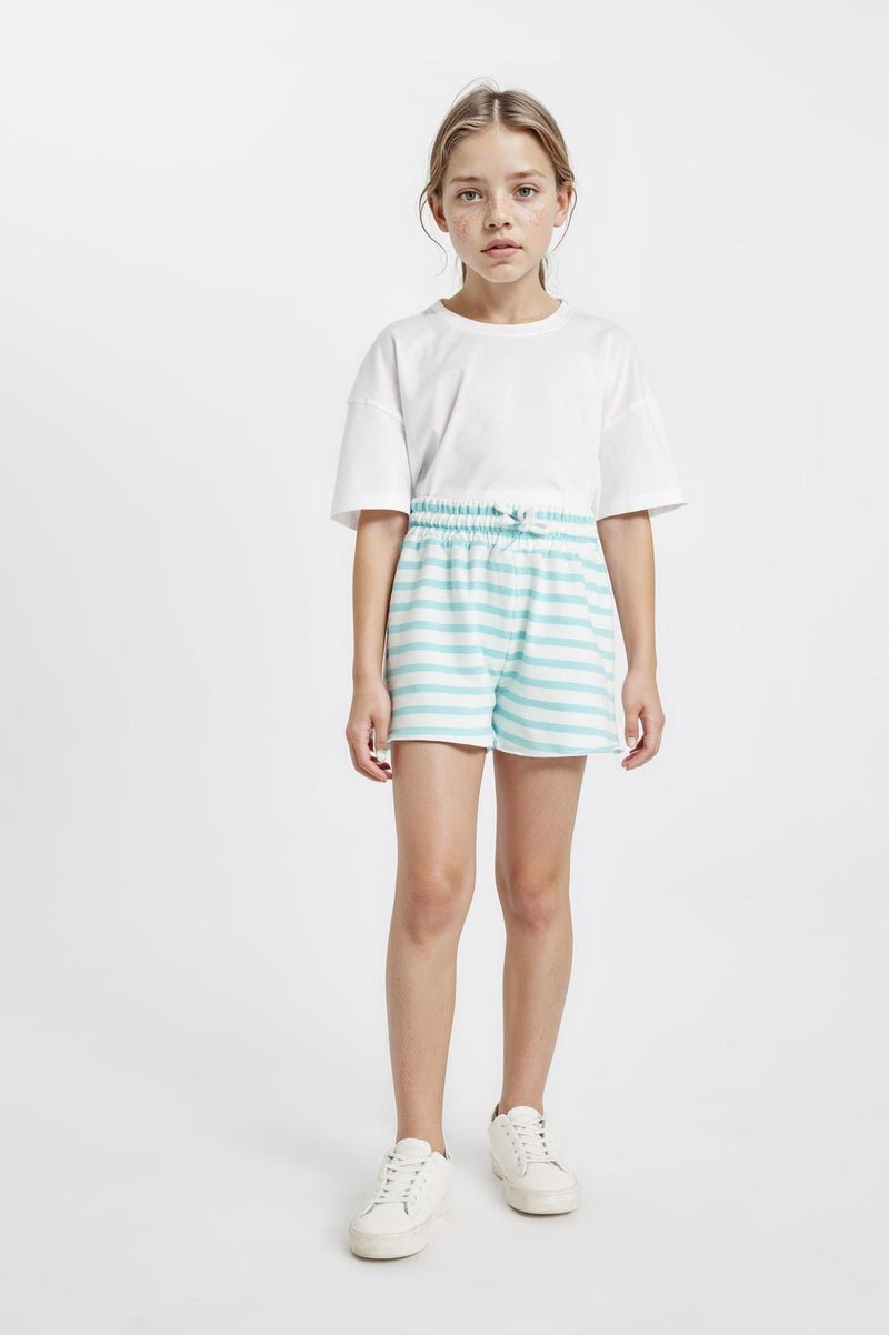 DeFacto Blue Girl Girl Striped Shorts Casual - Image 1